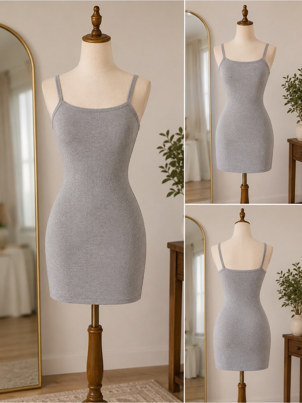 Sleek Grey Knit Mini Dress — Timeless Casual Slip